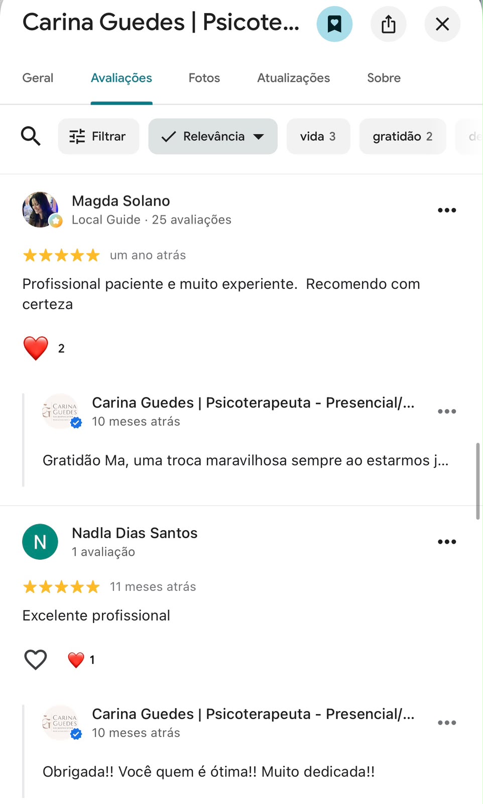 Print de avaliação 5 estrelas no Google sobre Carina Guedes (9)